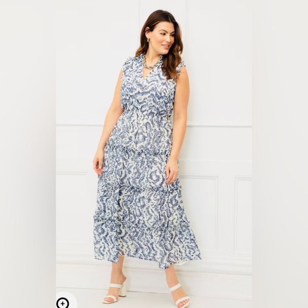 Eloquii Blue and White Maxi Dress